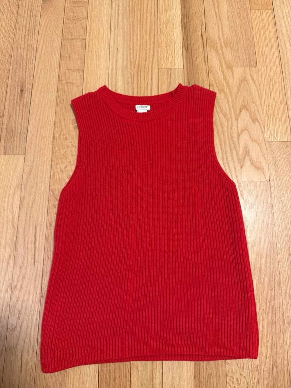 J. Crew Bright Red Ribbed Knit Sleeveless Top